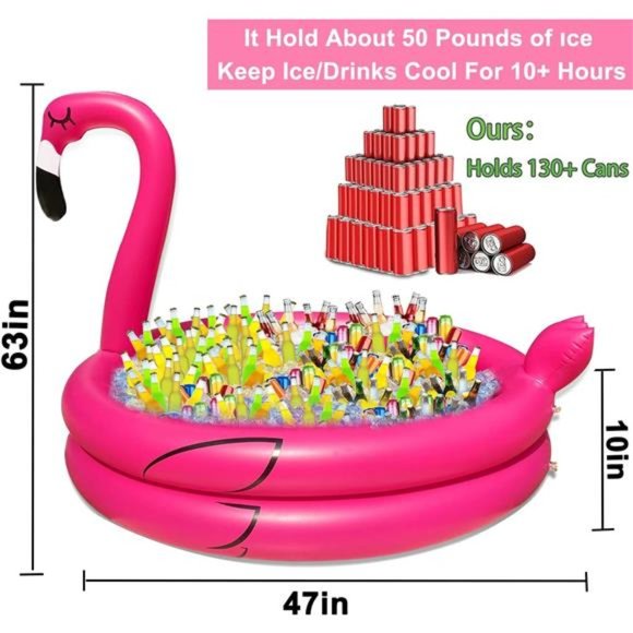 130+Cans Super Large Capacity Giant Inflatable Flamingo IceCooler for Pool Beach - Picture 2 of 6